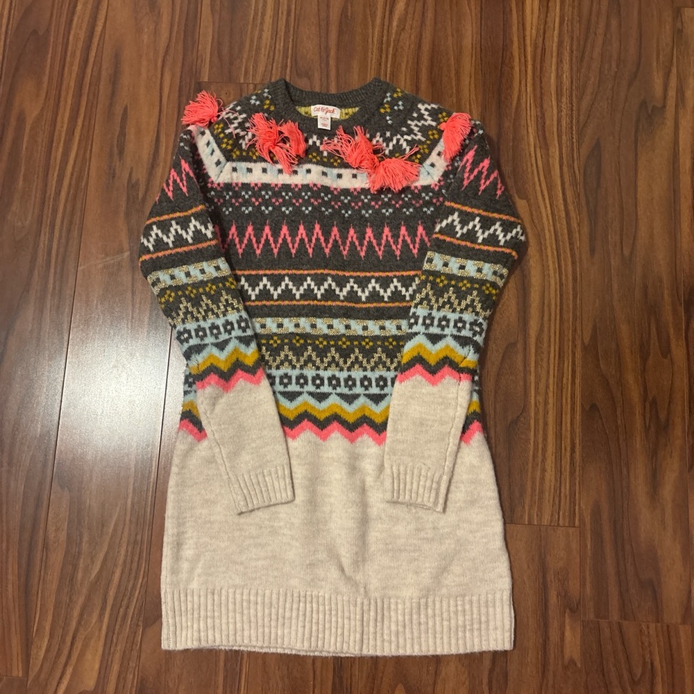 Colorful Fair Isle Knit Crew Neck Sweater